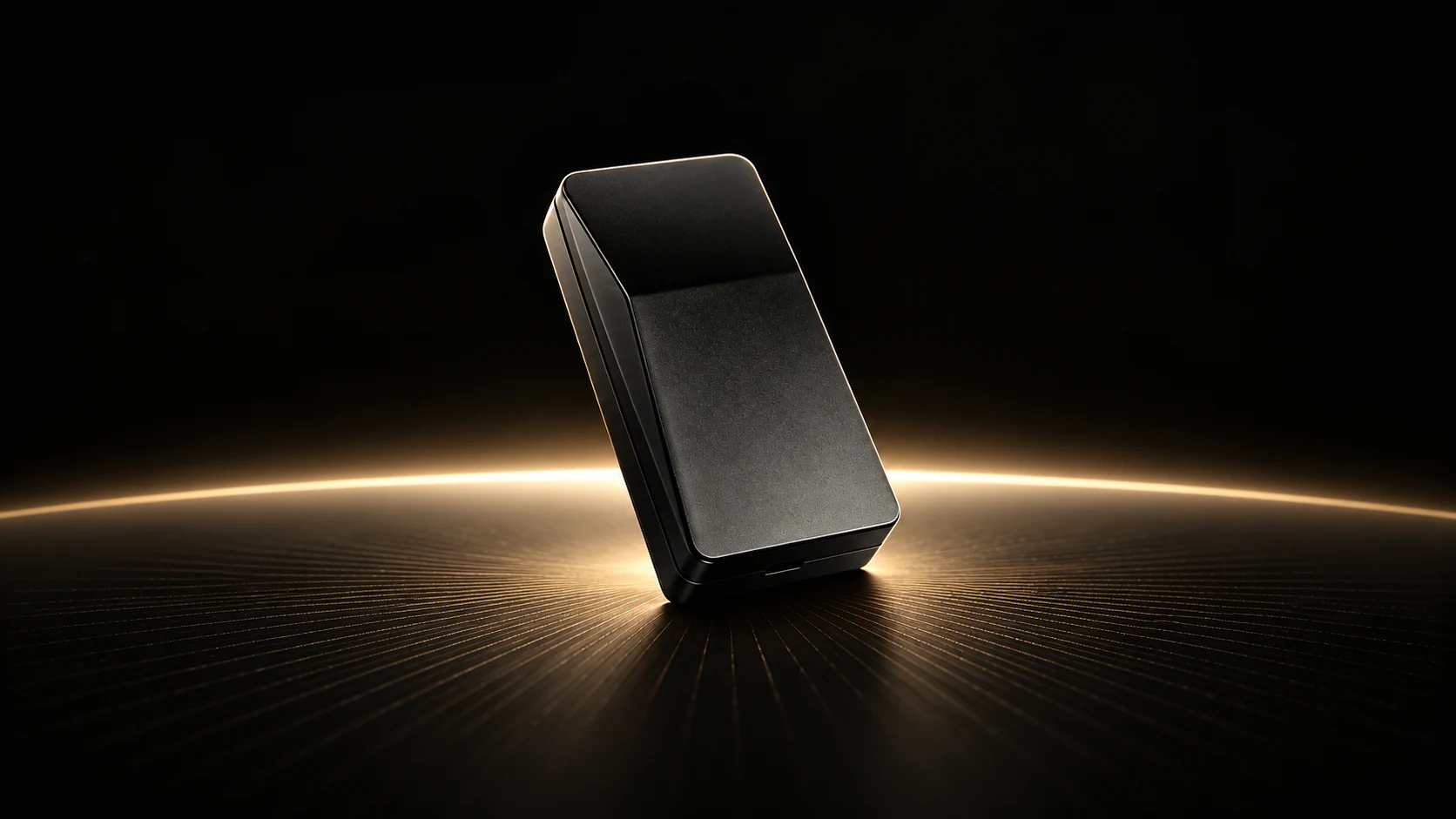 CYBR I layered black cyber slider in a dark sculptural setting